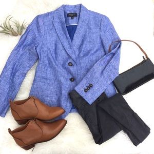 Talbots Size 6P Chambray Linen Blazer
